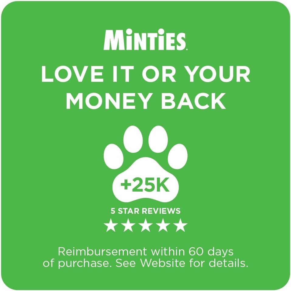 Minties Dog Dental Bone Treats - Tiny/Small Size, 16 Ounces | Cleans Teeth & Freshens Breath, 40 Count
