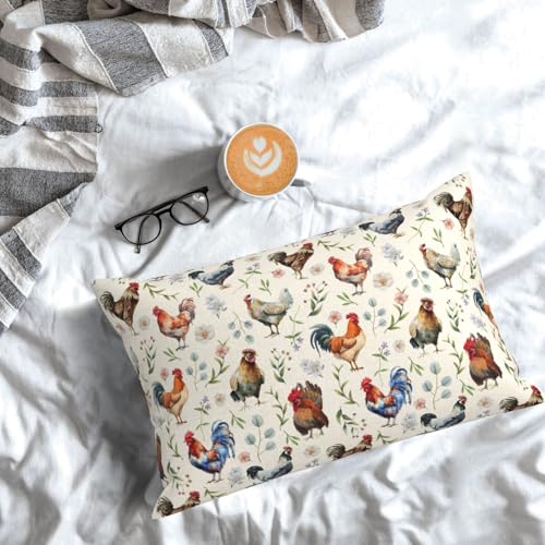 Cozy Cute Chicken Pillow Cases 20"x30", Standard Size Pillow Covers with Hidden Zipper, Soft Decorative Pillow Protectors for Bed, Sofa, Car, Kids Room