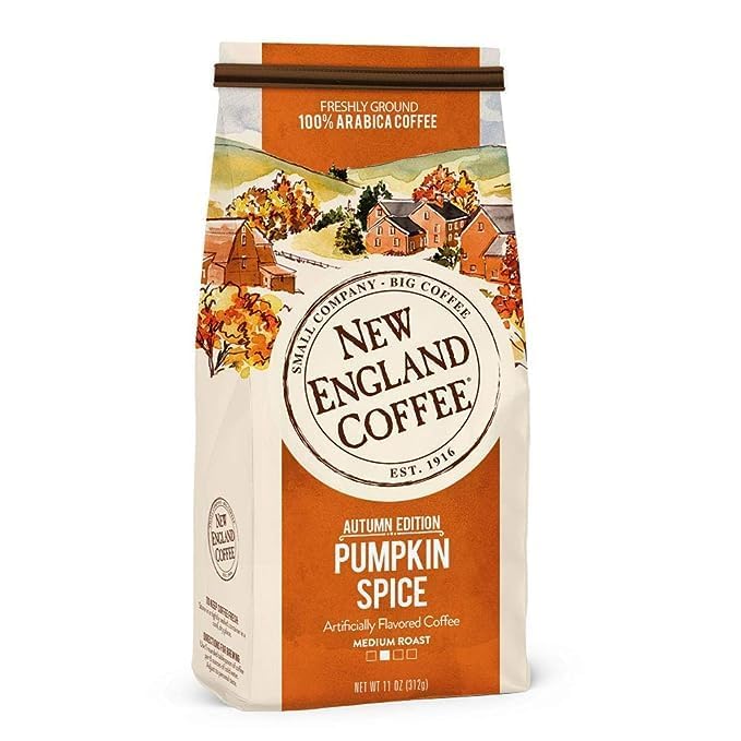 New England Coffee Pumpkin Spice Ground Coffee 11oz - Pack of 3, Arabica, Kosher