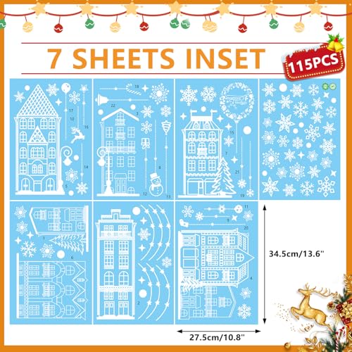 Yusongirl Christmas Window Clings Stickers - Large House Snowflake Classic Style Reusable White Christmas Decals for Holiday Decorations, Street Scene, Home, Cafe, Mall Glass Door, Party Decor