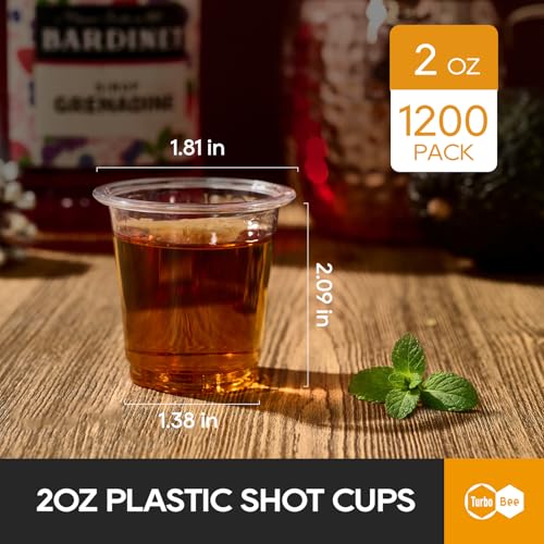 Disposable 2 oz Plastic Shot Glasses - 1200 Count, Clear, Mini Cups - Variation of 1200pack 2oz