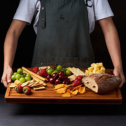 Allsum XL Bamboo Cutting Board 20x15 Inches with Juice Grooves & Handles - Reversible Butcher Block, Cheese Board, Thick 1"