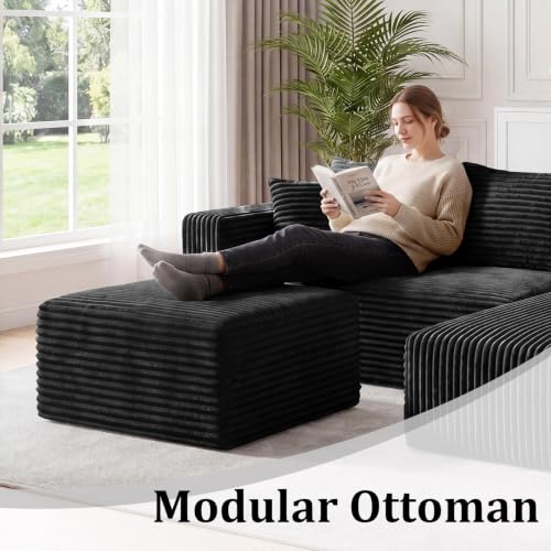Black Boneless Ottoman Cloud Foot Rest - Modular Sectional Couch Ottoman