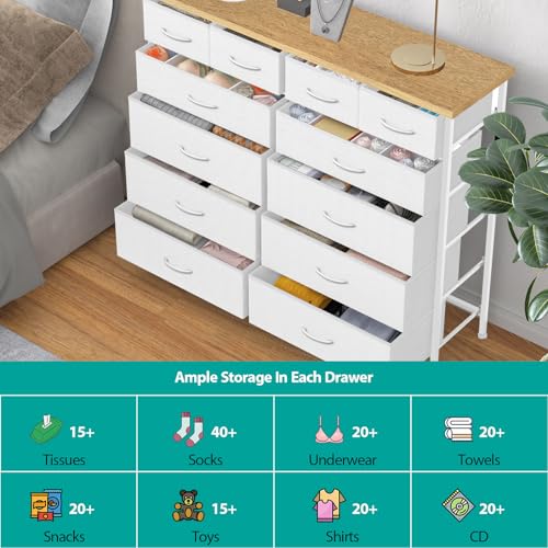 VASICAR 12-Drawer Dresser - Compact Bedroom Storage Chest - White, Variation of THIS listing
