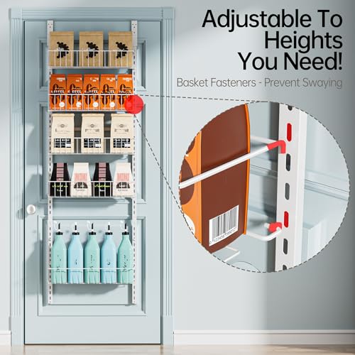 White 6-Tier Over-the-Door Pantry Organizer - Adjustable Metal Spice Rack