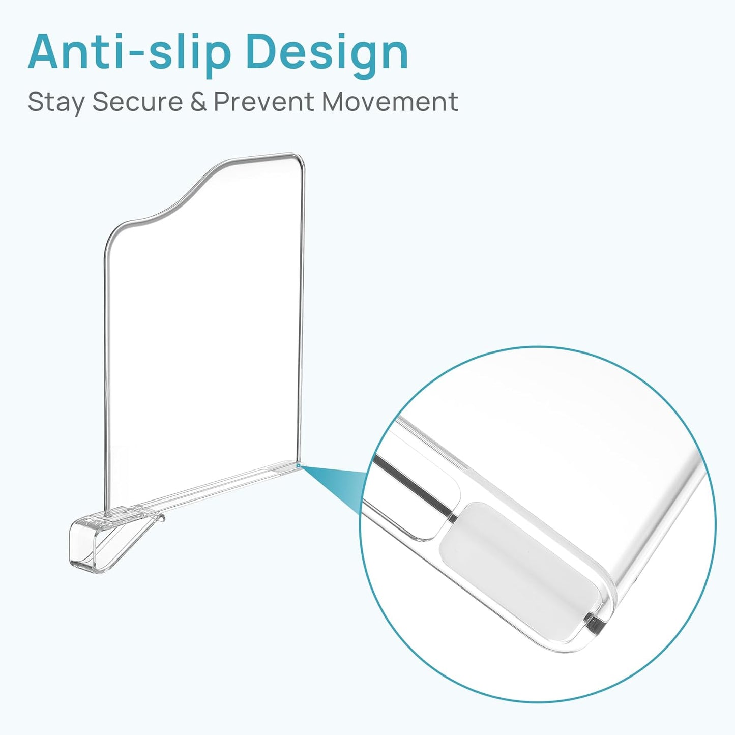 Vtopmart 12-Inch Height Shelf Dividers - Clear Plastic Closet Organizers for Sweaters, Jeans & Bags