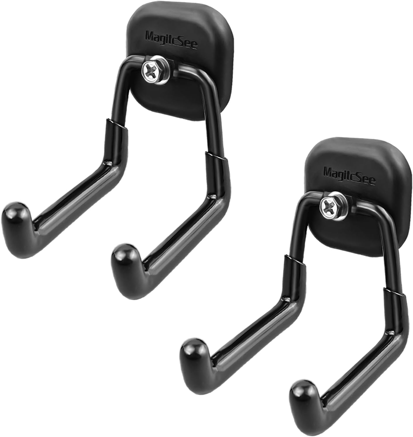 Skiennix Heavy-Duty Magnetic Garage Hooks - 2 Pack Utility Tool Organizer with Anti-Slip Coating