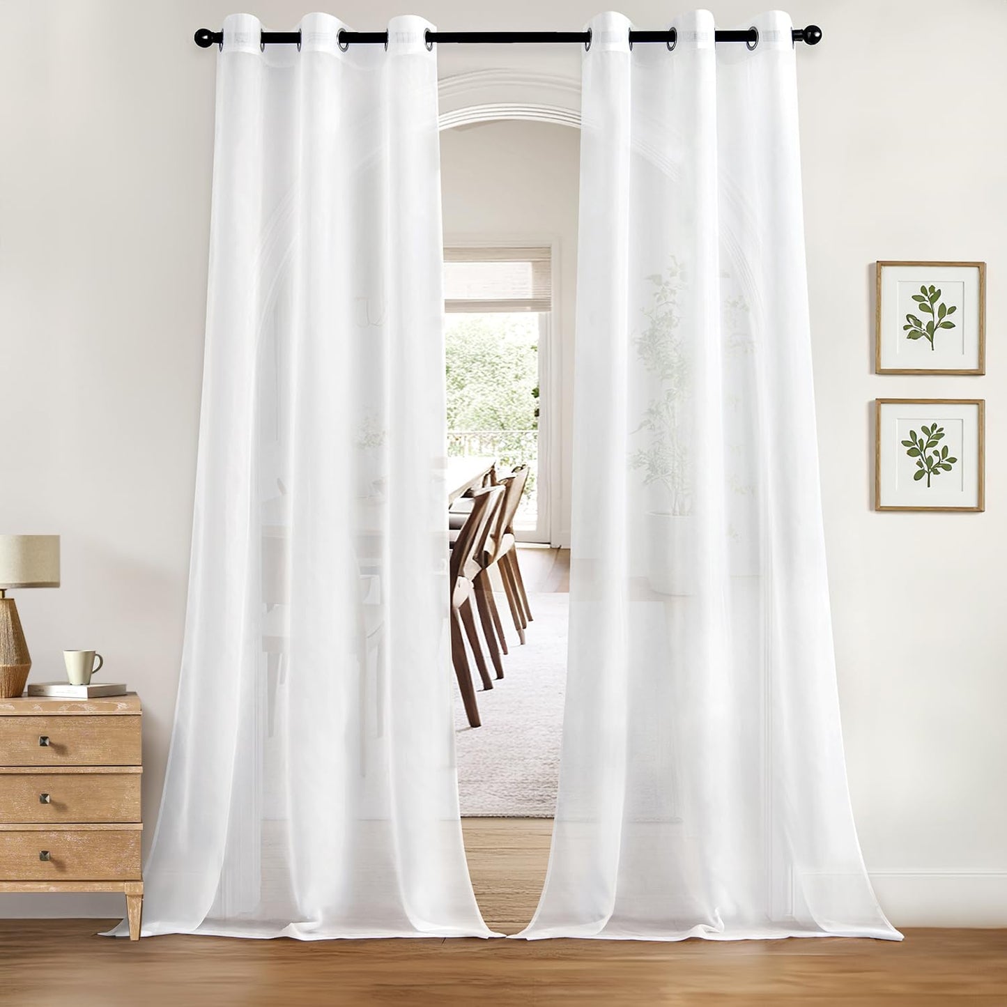 MIULEE Sheer Curtains - Elegant Lightweight Grommet Drapes for Light Filtering | 84-Inch White, 2 Panels Set