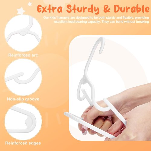 HOUSE DAY Premium Baby Hangers - 20 Pack Slim White Plastic Hangers for Infants & Toddlers | Non-Slip & Durable