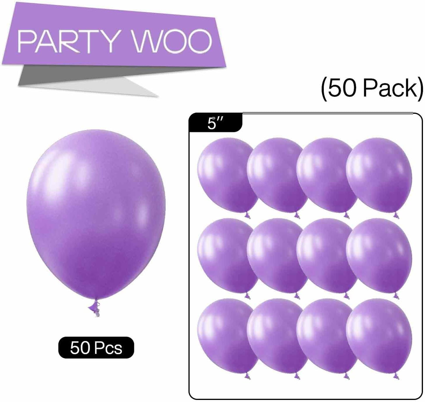 PartyWoo Lavender Balloons - 50 Pcs Mini 5-Inch Light Purple Latex Balloons for Events & Celebrations
