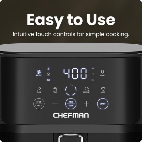 Chefman Air Fryer - 6 QT Compact Airfryer with Hi-Fry Technology & Easy-View Window - Black