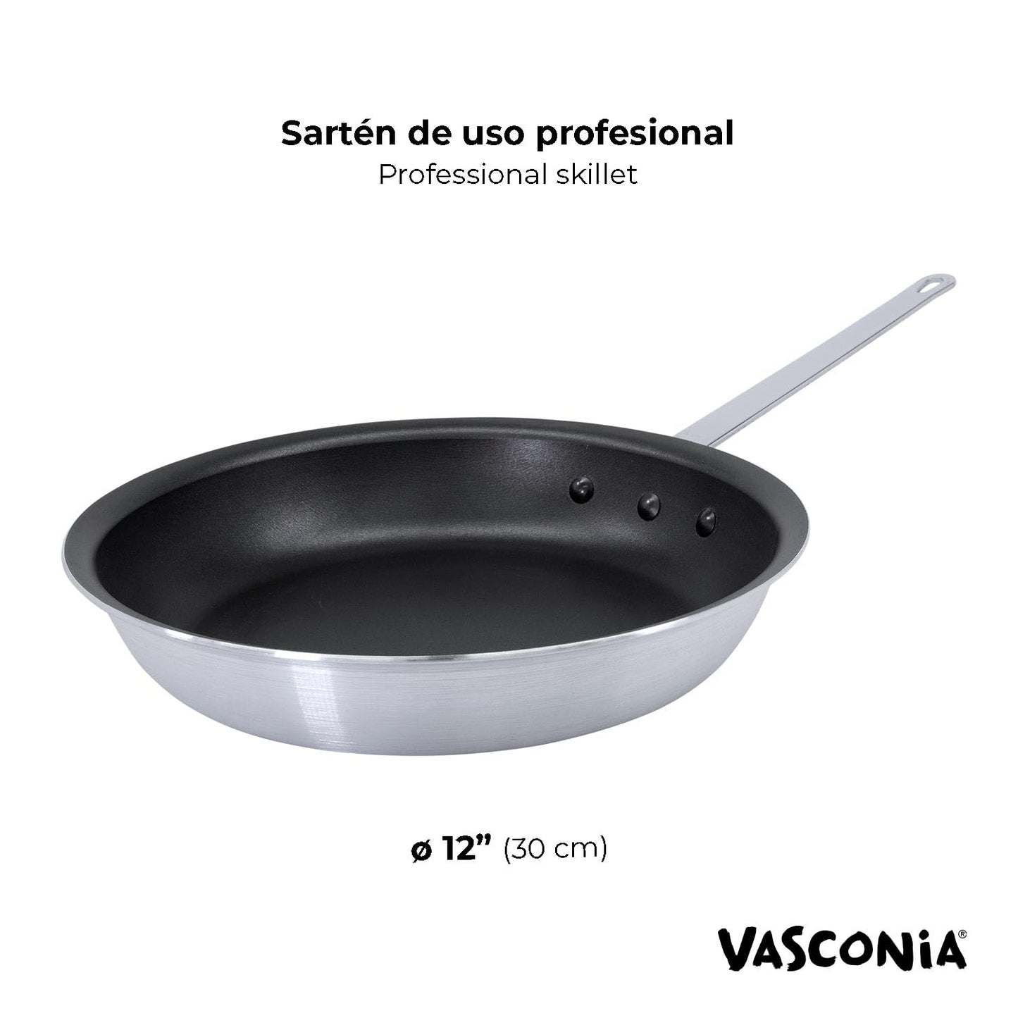 Vasconia Professional 12″ Aluminum Fry Pan, Aluminum Skillet with NonStick & Fast-Cool Handle, NSF Certificate