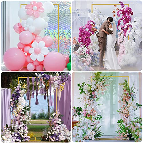 Wedding Arch Backdrop Stand 6.6ft x 4ft Square Gold Metal Frame for Ceremony