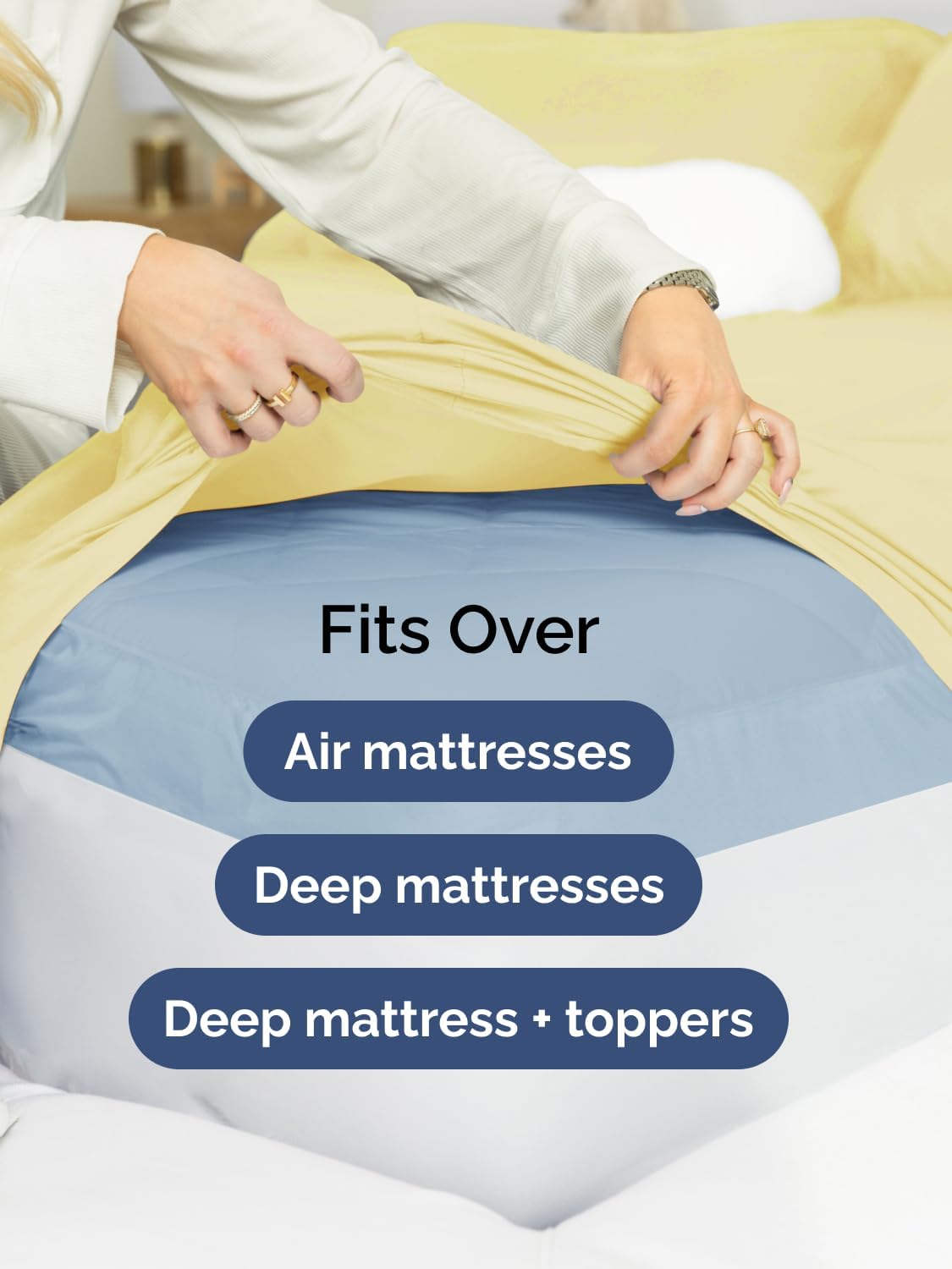 Skiennix Extra Deep Split King Sheet Set - 7 Piece Breathable Cooling Bedding - Soft, Wrinkle-Free Yellow