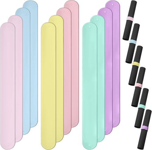 Charniol Wrapping Paper Roll Holder - 12-Piece Silicone Covered Metal Strips | 1 x 9 Inch Stabilizer in Macaron Pastel Color
