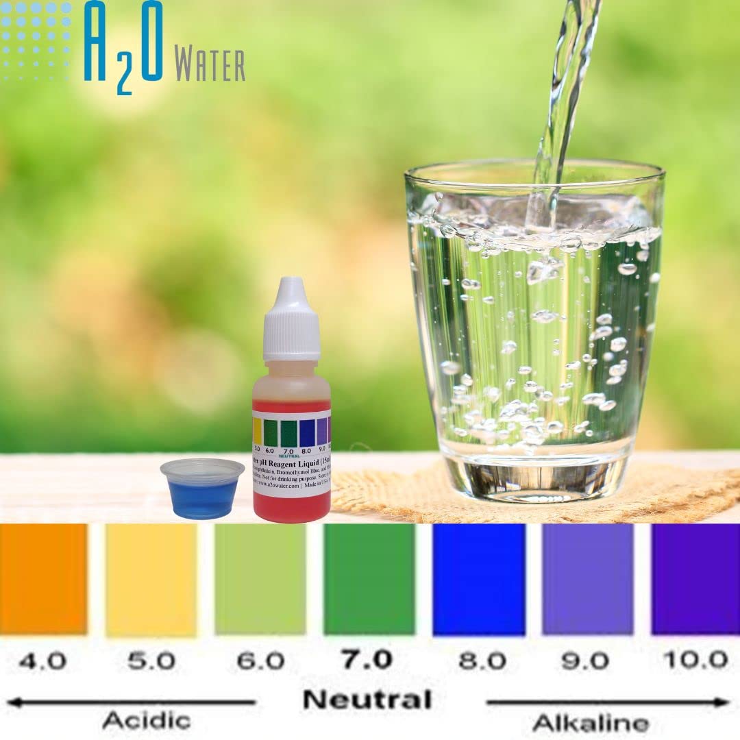 Alkaline Water, Tap, and Drinking Water Accurate Measure of pH Level, Test kit wht, up to 125 Tests per Bottle 0.50 Fl Oz by A2O Water - Made in USA