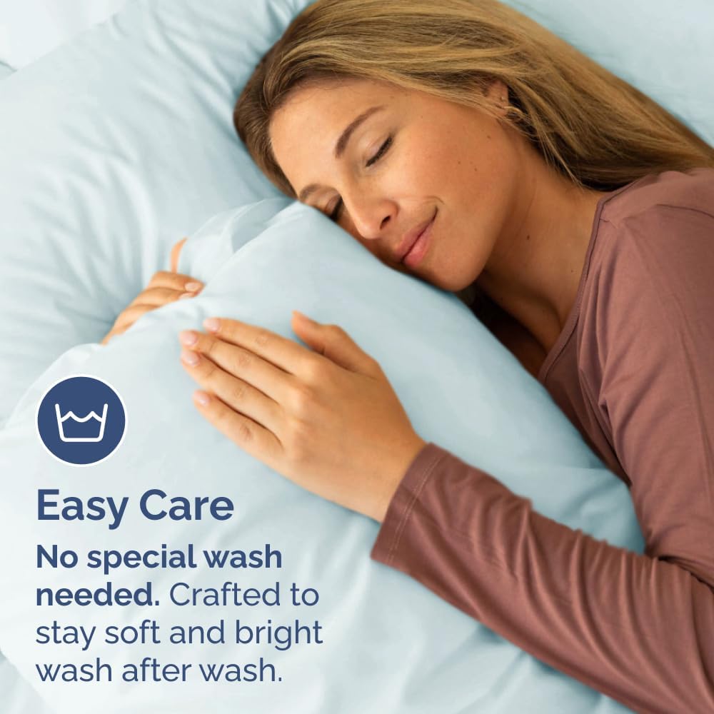 King Pillow Cases by [Brand Name] - Ultra Soft Hotel Quality Covers | Wrinkle-Free & Stain Resistant - Ice Blue - Set of 4