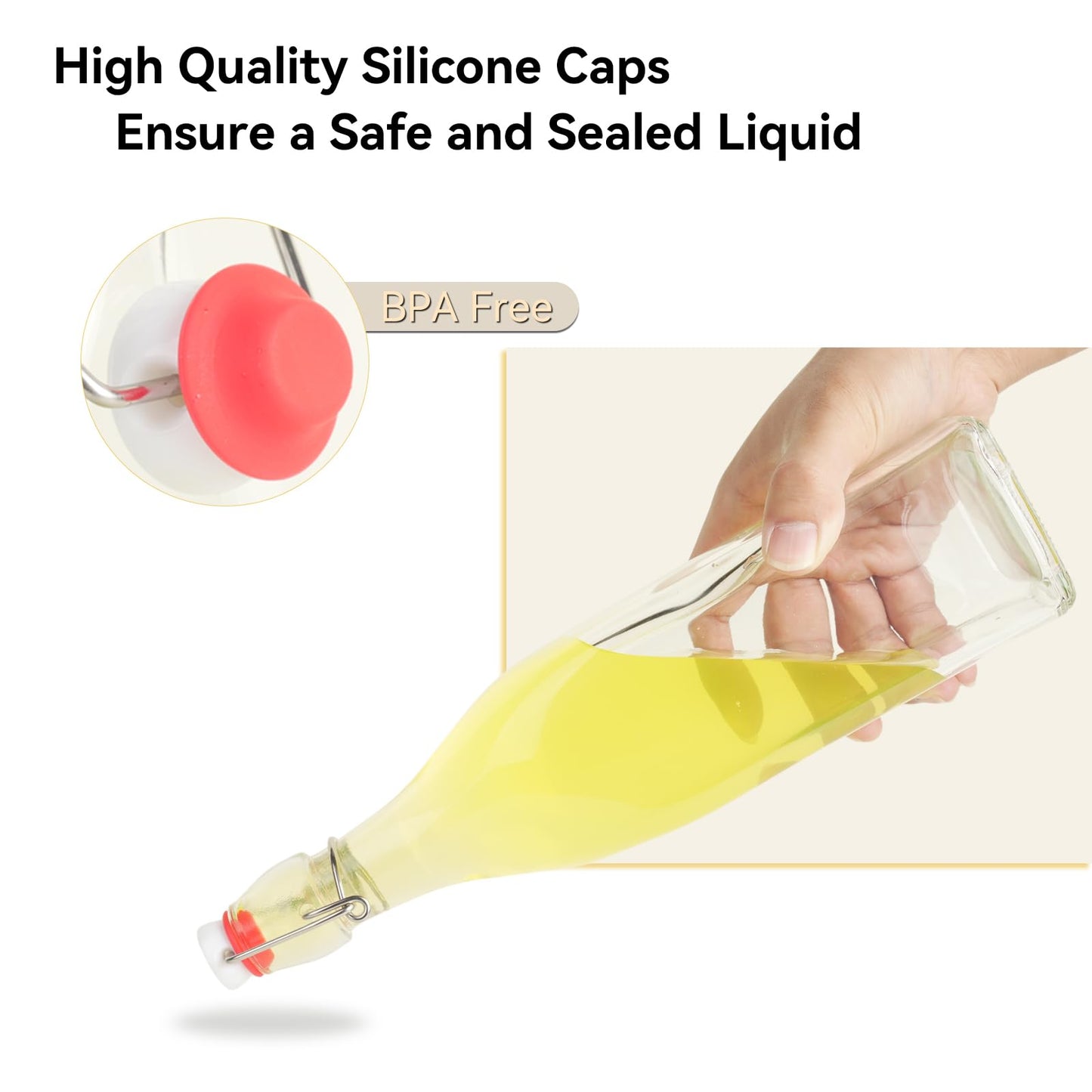 Wagrvuy 33.75 Oz Swing Top Glass Bottles - 2 Pack Flip Top Bottles with Airtight Stopper Lid for Home Brewing 2nd Fermentation Kombucha Limoncello Mead Soda Beer Juice Water Wine Tea Beverages Oil