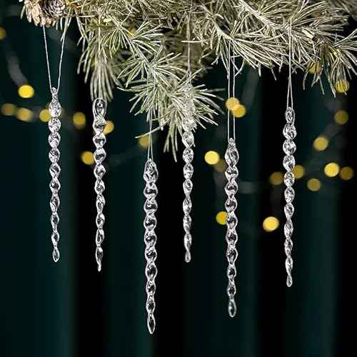 30pcs Icicle Ornaments Clear Plastic Icicle Christmas Ornaments Acrylic Clear icicles for Christmas Tree Decoration (30pcs Icicles Ornament)