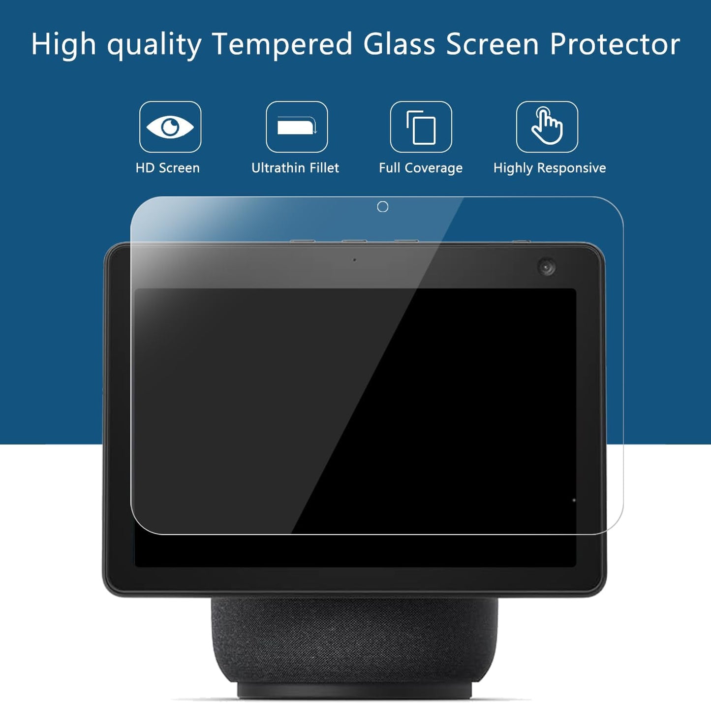 MUBUY-GOL Glass Screen Protector for Echo Show 10.1 (3rd Gen) - 9H Hardness, Ultra HD Clear, Scratch Resistant