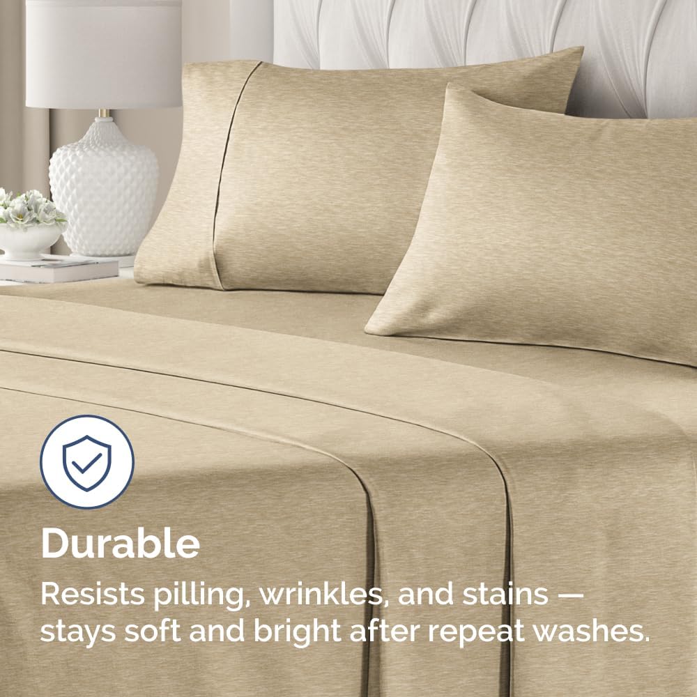 King Pillow Cases by [Brand Name] - Ultra Soft Hotel Quality Covers | Wrinkle-Free & Fade Resistant - 4 Piece Set in Heathered Tan