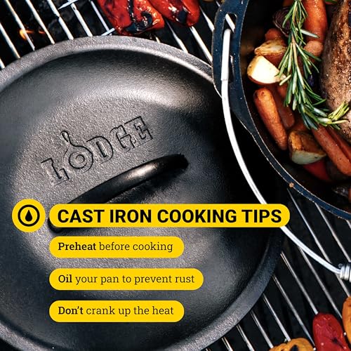 Pre-Seasoned Cast Iron Dutch Oven 9 Quart with Bail Handle - Outdoor & Kitchen Cooking