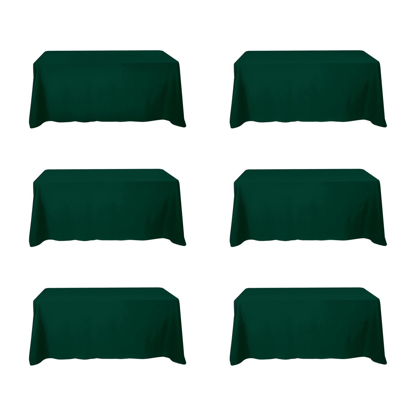 BRILLMAX 6 Pack Hunter Green Tablecloths 90 x 132 Inch for 6ft Rectangle Tables - 150 GSM Polyester Fabric, Floor Length Drop, Water, Stain & Wrinkle Resistant Cloth for Wedding Reception Banquet