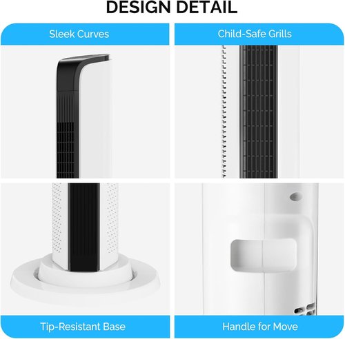 Bonnlo 42" Smart Tower Fan - Quiet Oscillating Floor Fan with APP & Remote Control, 3 Modes, 3 Speeds, 12H Timer