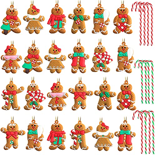 Zhanmai Cute Style Gingerbread Man Christmas Ornaments Set, 36 Pcs Holiday Decor
