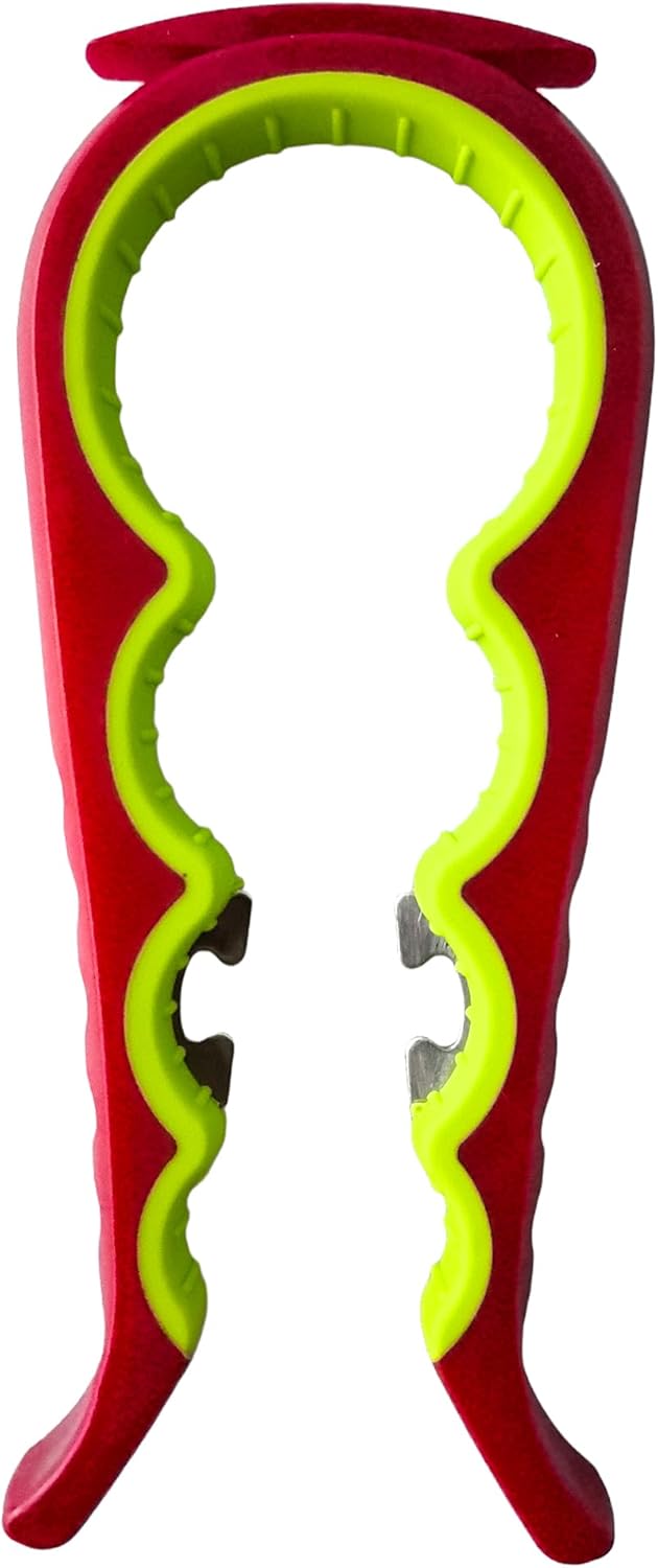 Skiennix 5-in-1 Jar Opener - Non-Slip Easy Grip Tool for Weak Hands | Red Color for Stubborn Lids