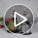 Chef Figurine Set - Rustic Kitchen Decor Statue Gift for Cabinet & Counter