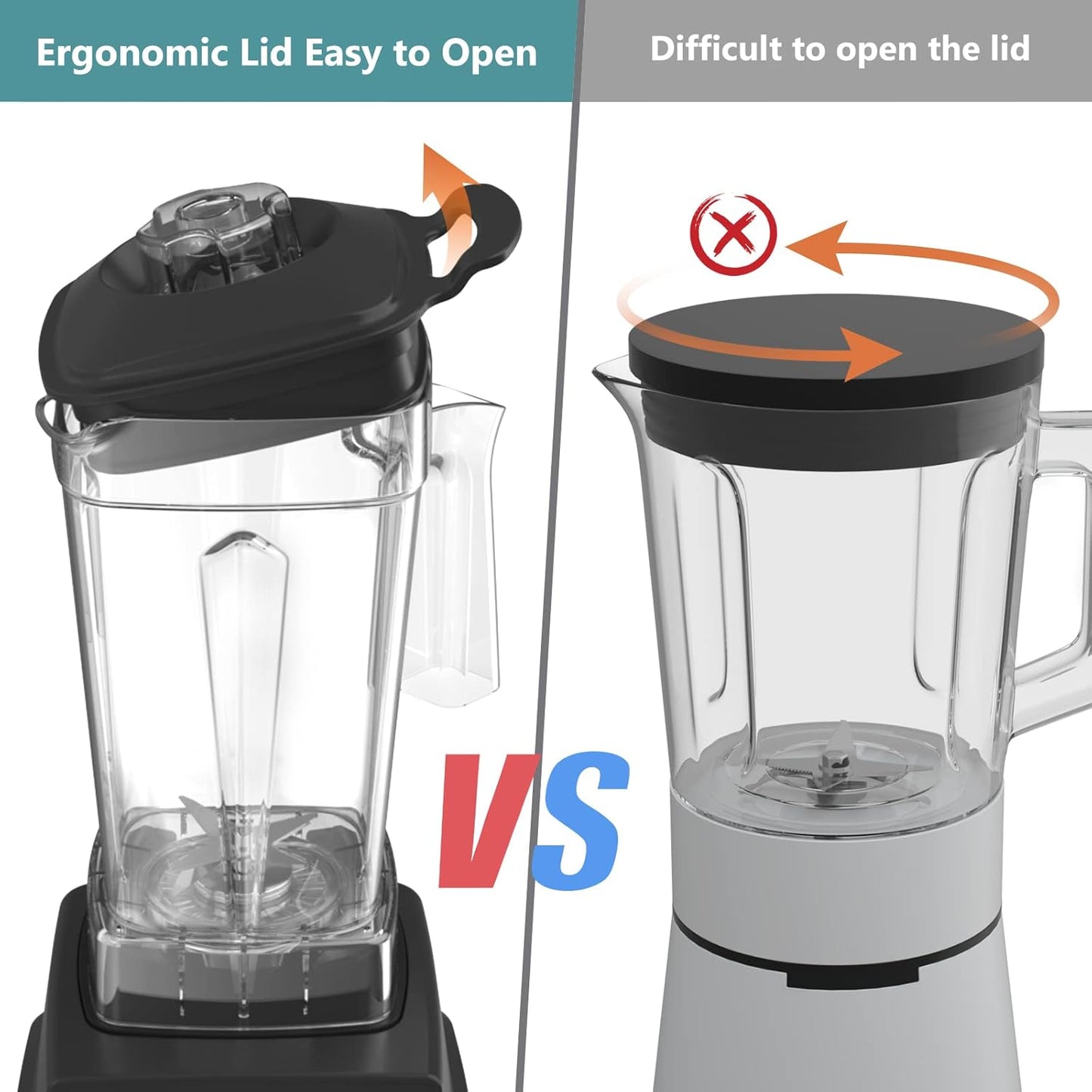 OMMO Blender 1800W - Professional High-Speed Countertop Blender with 60oz BPA-Free Jug for Smoothies & Ice