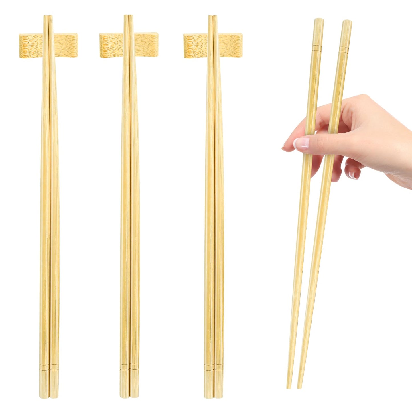 12 Inch X 3 Pairs Chopsticks,Reusable,Extra Long Simplea and Minimalistic Design,More Size Choices 7"/9.5"/12"