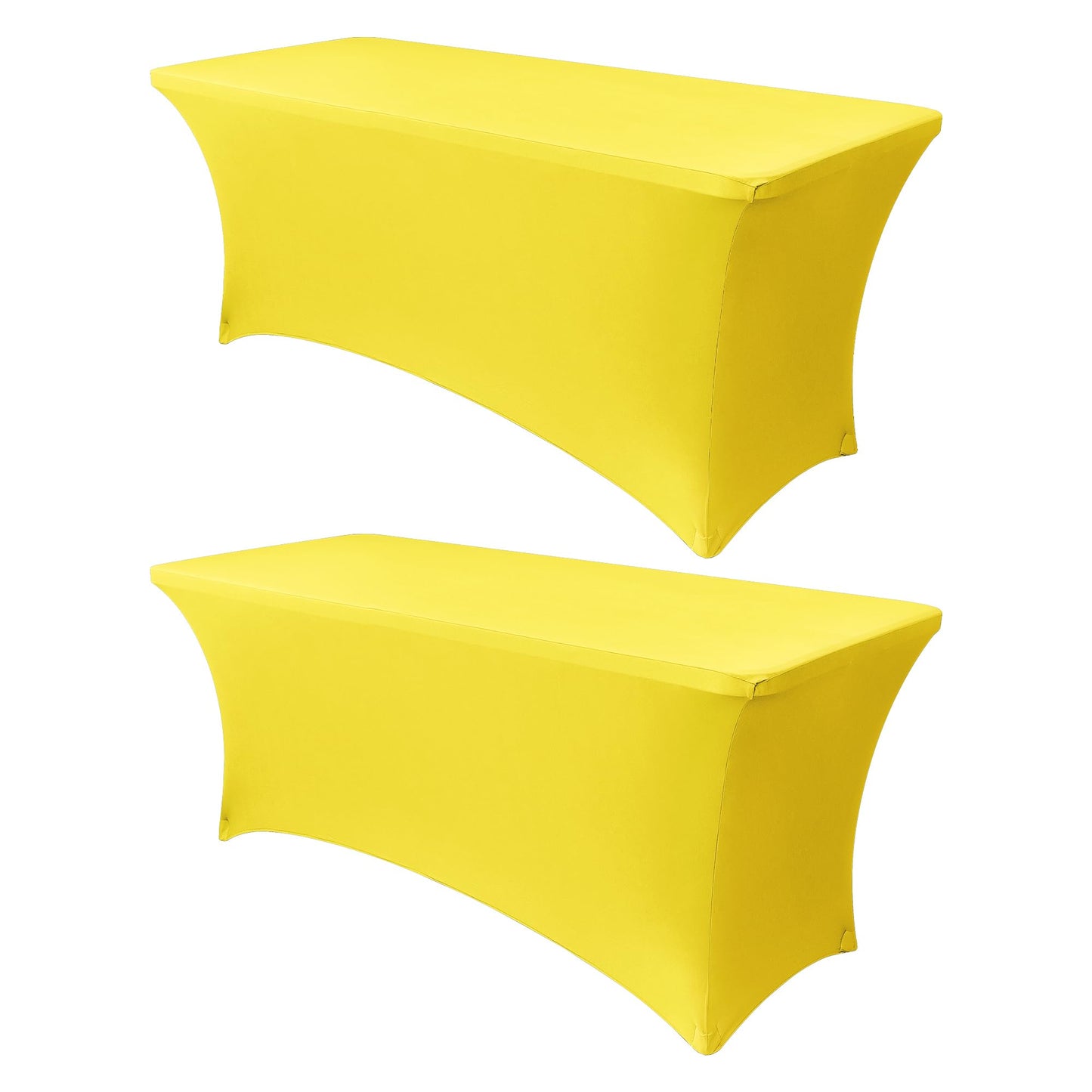 Obstal 6ft Stretch Spandex Table Cover for Standard Folding Tables - Universal Rectangular Fitted Tablecloth Protector for Lemonade Stand, Wedding, Banquet & Party, 72L x 30W x 30H Inches, Yellow, 2pc