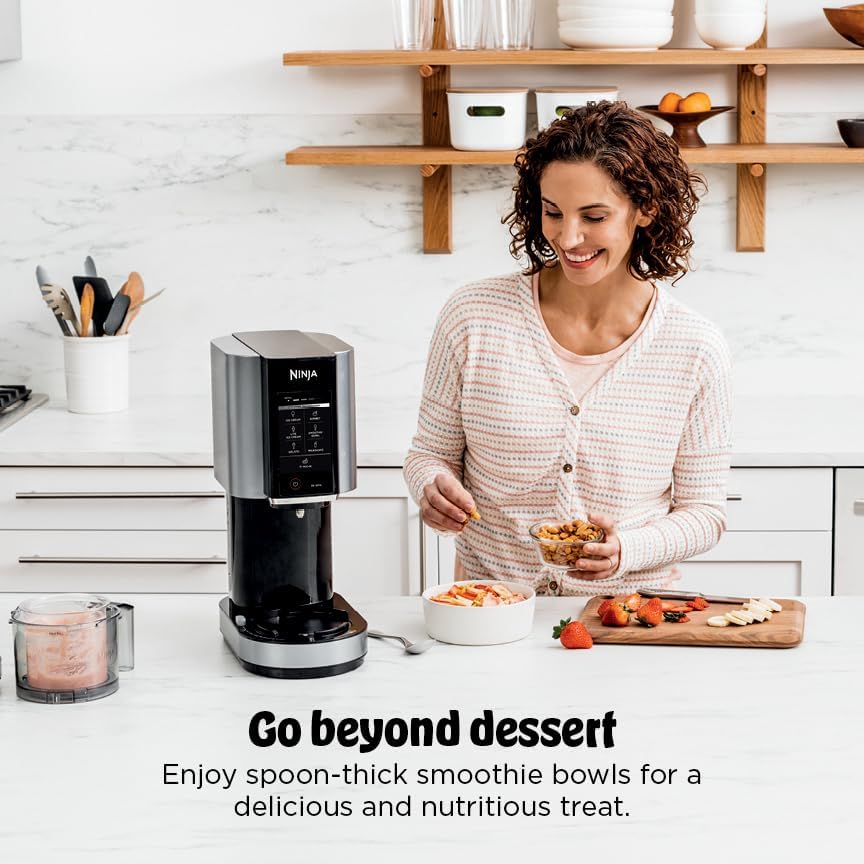Ninja NC301 CREAMi Ice Cream Maker - Create Gelato, Milkshakes & Sorbet | 7 One-Touch Programs, Compact Size, Silver