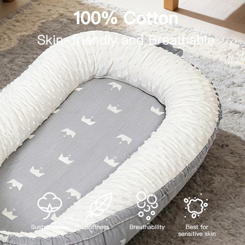Infant Support Cushion - Breathable 100% Organic Cotton Tummy Time Mat | Portable Newborn Floor Cushion - Dinosaur World