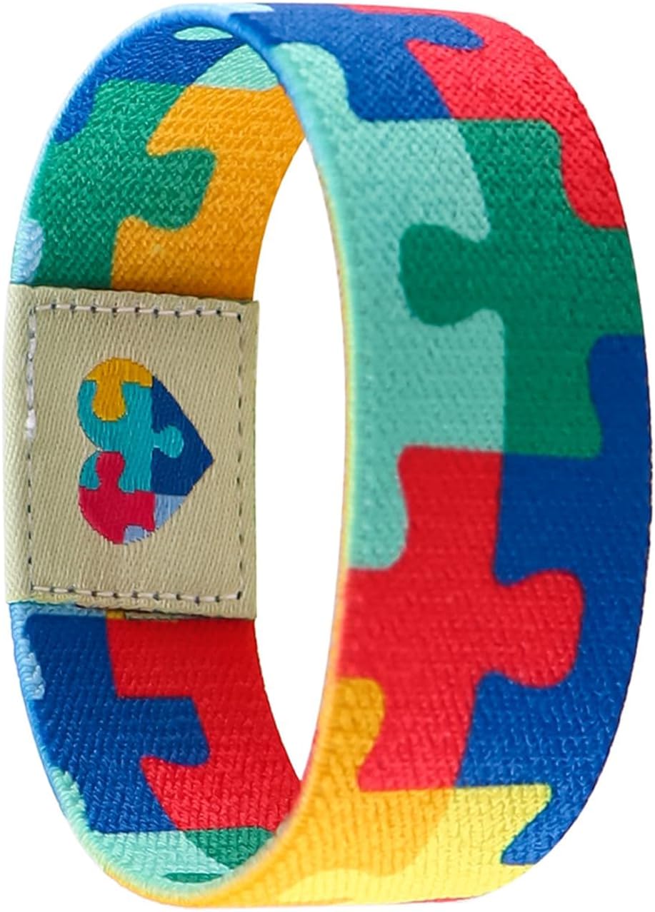 Nanafast Autism Awareness Bracelet - Colorful Elastic Wristband for Adults & Kids