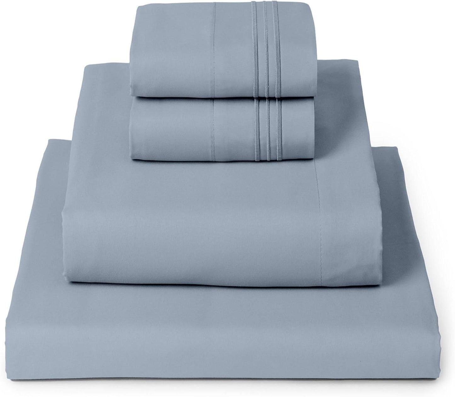 Mellanni King Sheets Set - Luxury 4 PC Bedding - Extra Soft, Cooling, Wrinkle Resistant | Blue Hydrangea