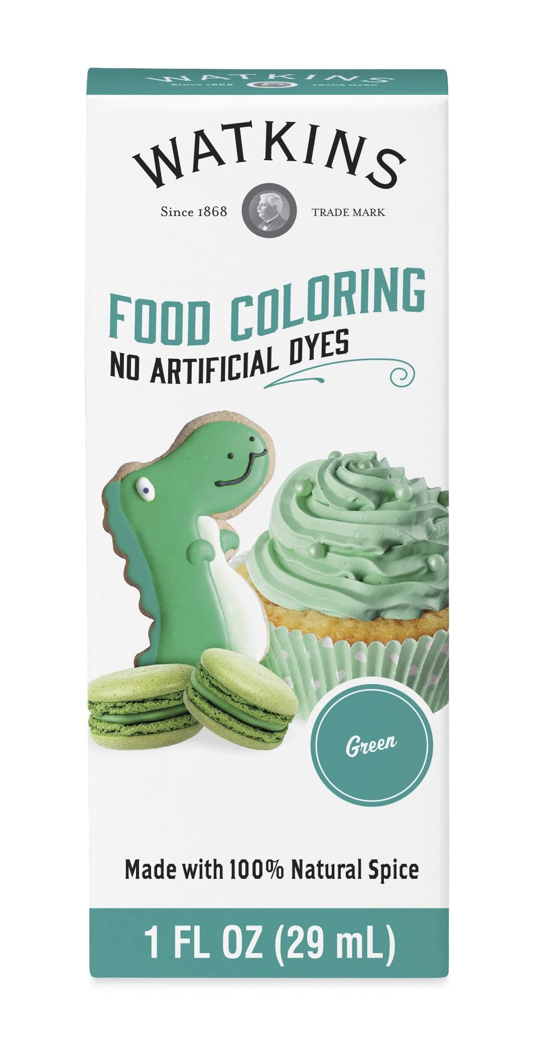 Watkins Food Coloring Bottles, Green, 1 Fl Oz (Pack of 12)