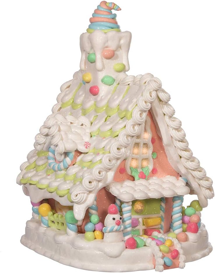Kurt S. Adler 12.5-Inch Light-Up Pastel Gingerbread House - Battery-Operated Holiday Decor