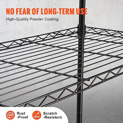 Black 4-Tier Adjustable Metal Storage Shelving Unit - 48 x 18 x 74 Inches, Garage & Basement Organization