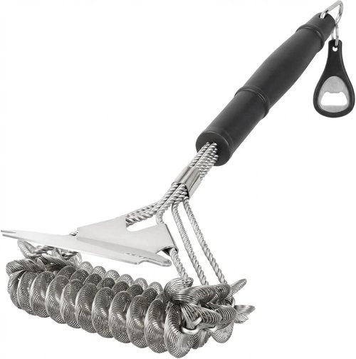 Bristle-Free Grill Brush - Reinforced Coil Cleaner with Long Handle for Safe BBQ Grates