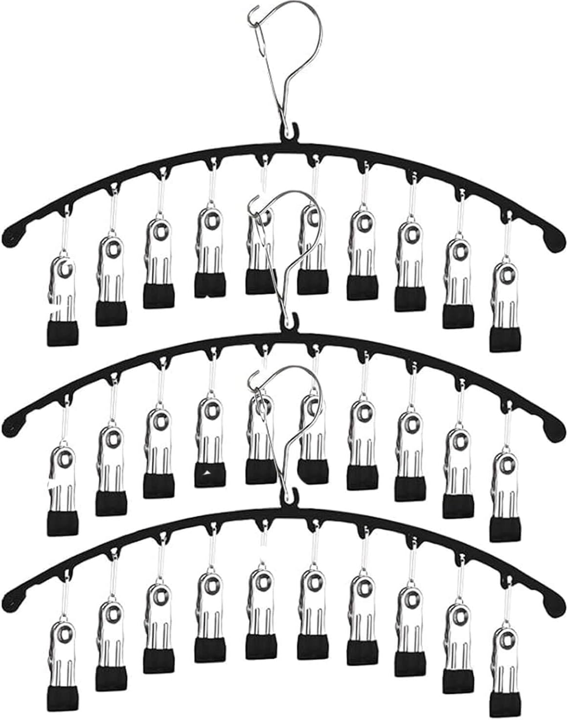 Skiennix Legging Organizer - Space-Saving Closet Hangers with 10 Clips for Pants & Skirts | Black