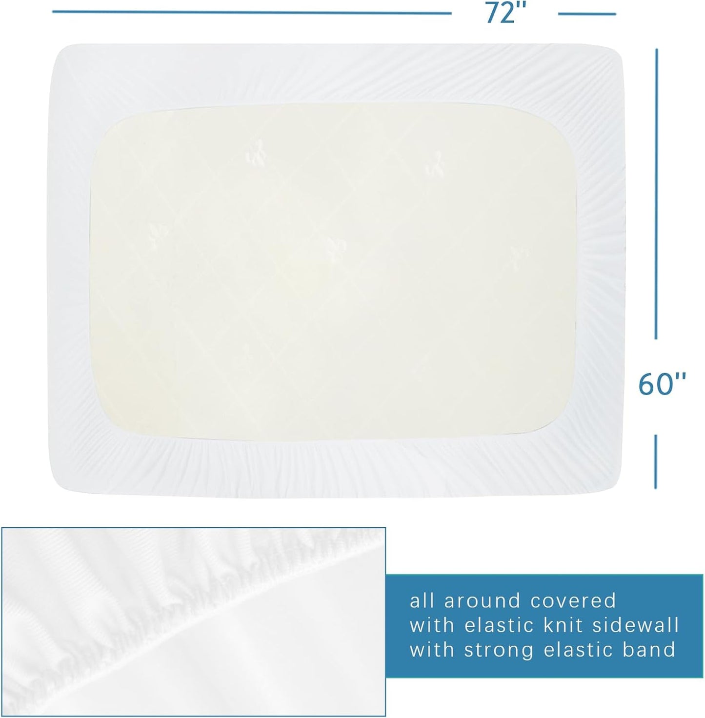 Queen Sofa Bed Mattress Protector Pad - 100% Waterproof & Breathable Fitted Cover, 60” x 72” | Machine Washable