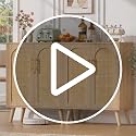 Keehusux Rattan Storage Cabinet with 2 Doors & Adjustable Shelf,