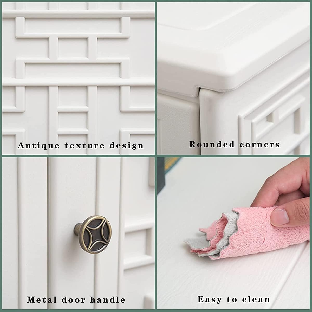 Mrosaa Waterproof Indoor Outdoor Storage Cabinet - Off White Plastic for Patio & Garden | 34.3''L x 15''W x 36.2''H