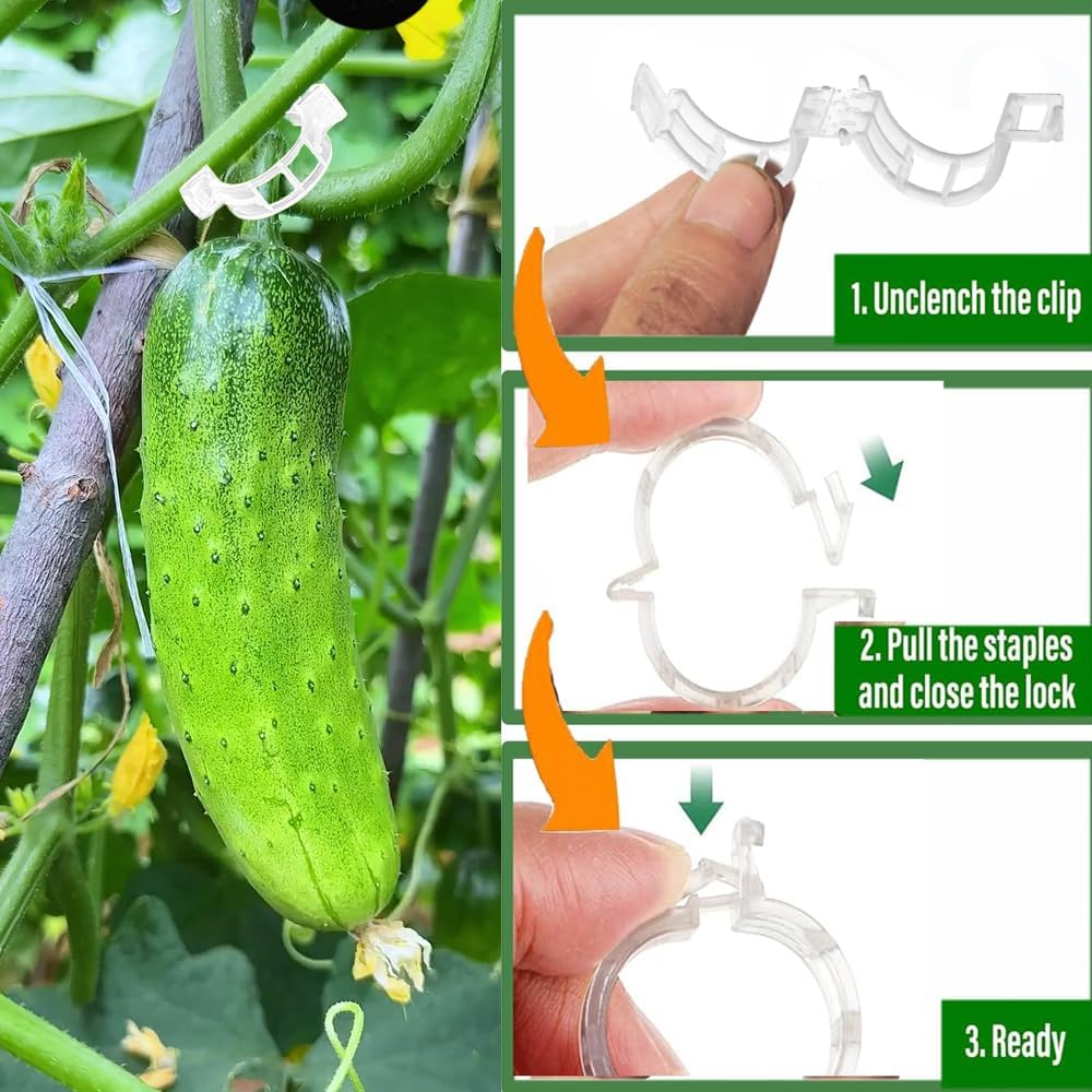 Skiennix 120pcs White Plant Support Clips - Durable Tomato & Grape Vine Clips for Garden Trellis