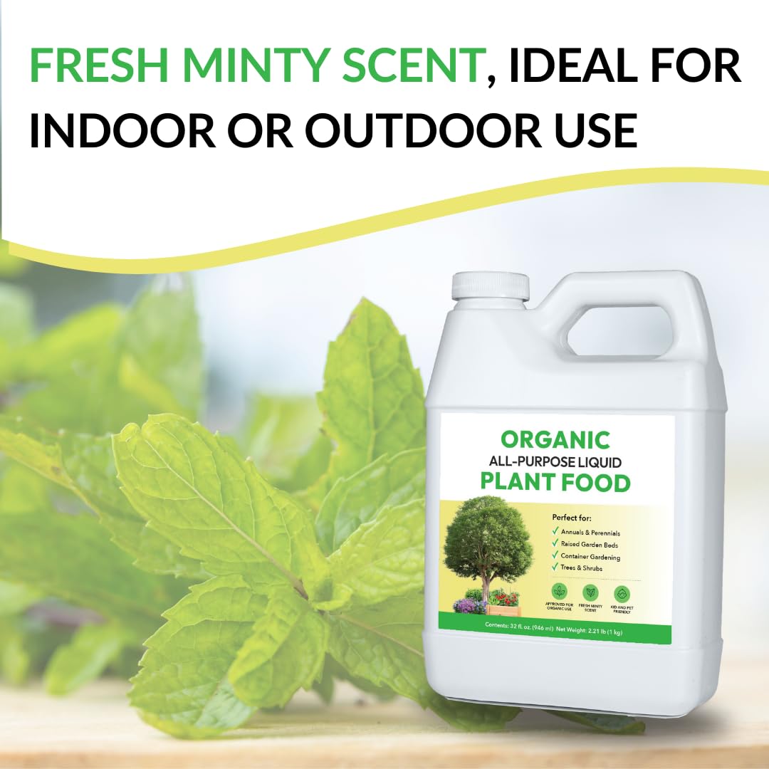 Organic All-Purpose Liquid Plant Food - Concentrated Fertilizer for Outdoor Plants | 32oz Mixes to 32 Gallons