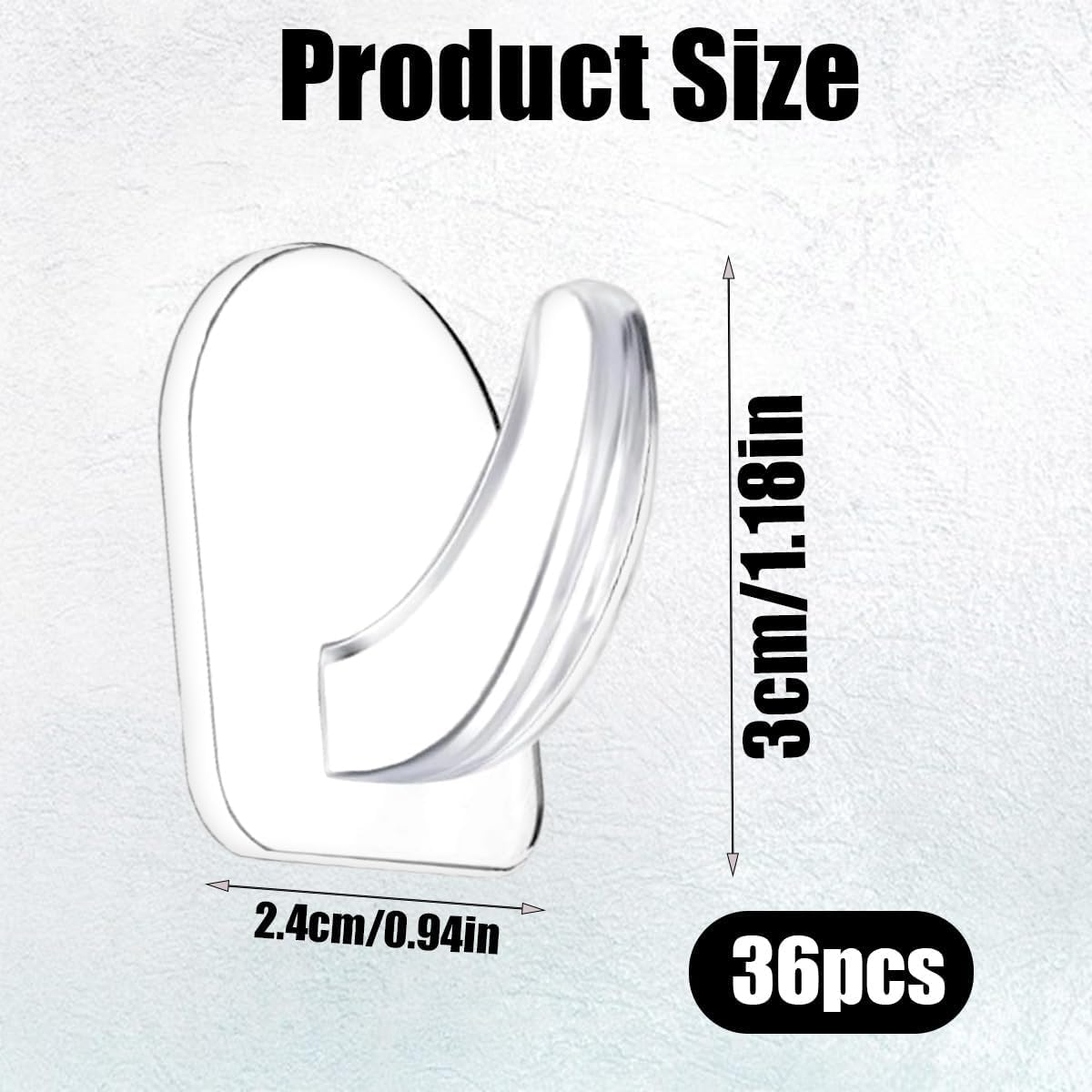 Skiennix Clear Adhesive Wall Hooks - 36 Transparent Sticky Hooks for Seamless Hanging in Any Room