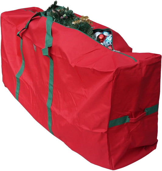 Extra Large Heavy Duty Christmas Tree Storage Bag for 9ft Artificial Trees - Durable Red Duffel, 65"x30"x15" - Holiday Decoration Solution